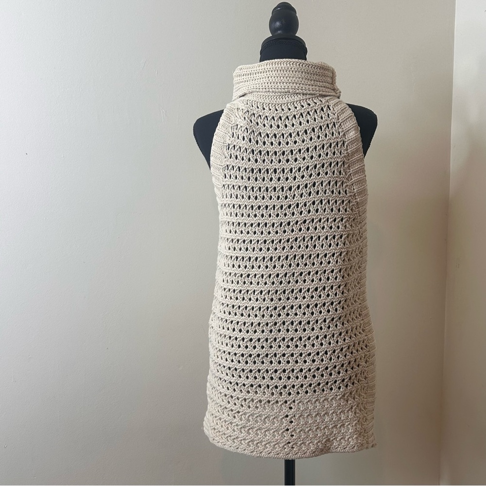 Free People Northern Lights Sleeveless Crochet Sweater Ivory/Cream Size XS - Picture 5 of 6